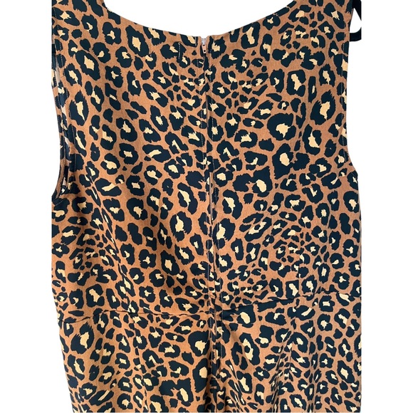Worthington Crop Jumpsuit Leopard Animal Print Sleeveless V Neck Size 1X - Picture 6 of 13